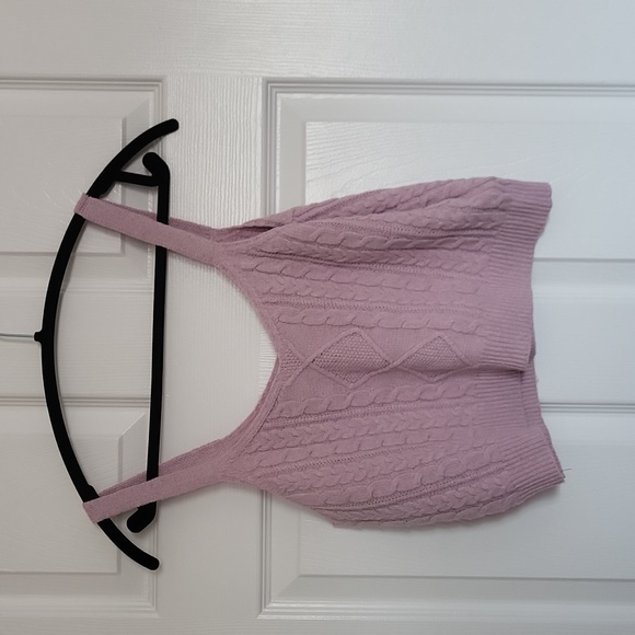 Pink Cable Knit Sweater and Crop Tank Top - Picture 3 of 4